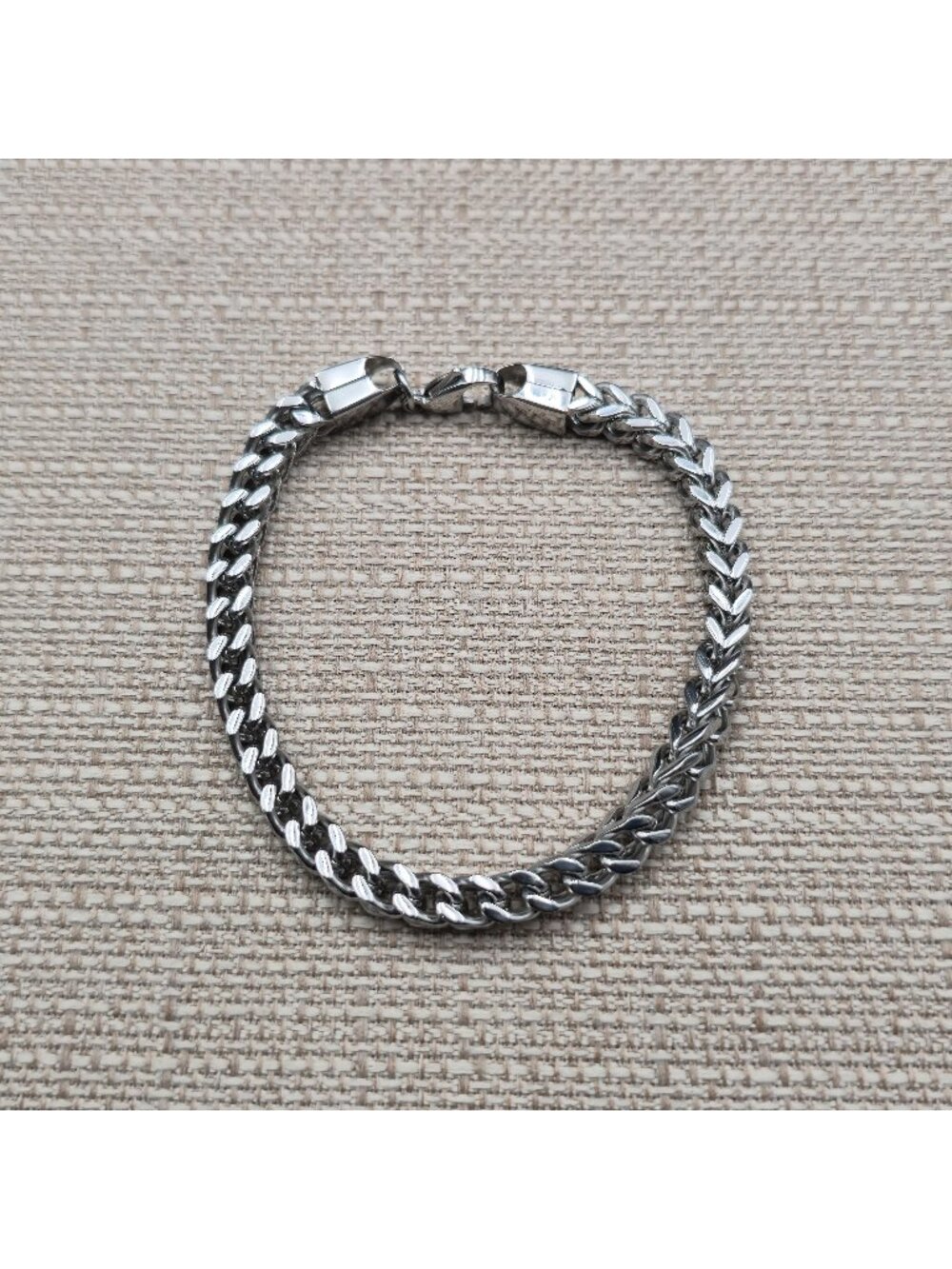 9 Inch Stainless Steel Franco Chain Bracelet, Curb Link Chevron Jewelry B1467
